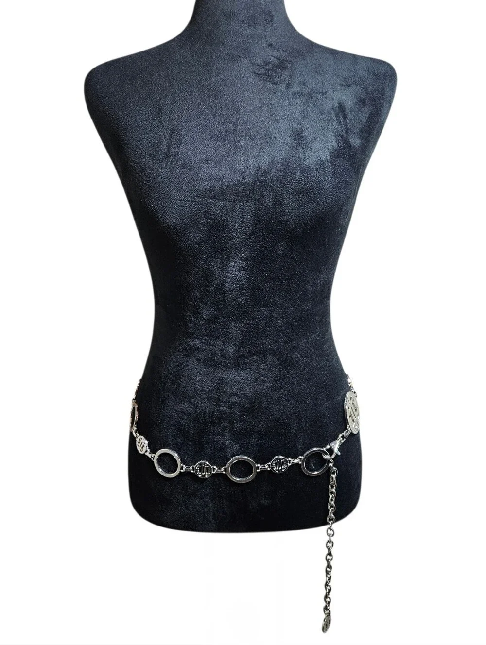 Antonio Melani Vintage Y2K Silver Chain Link Statement Waist Belt One Size